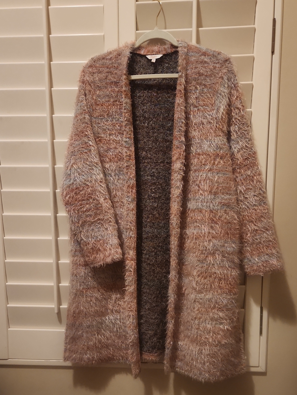 Fuzzy Open-Front Women's Cardigan Sweater - Pink Cream Blend CANDIES Y2K DEHLIAS